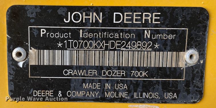 image for item JN9265 2013 John Deere 700K  pipelayer
