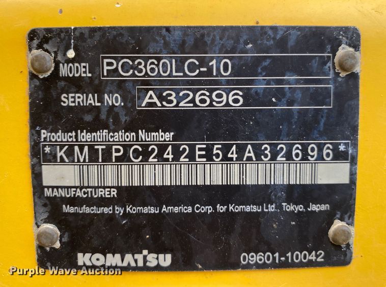 image for item JN9290 2012 Komatsu PC360LC-10  excavator