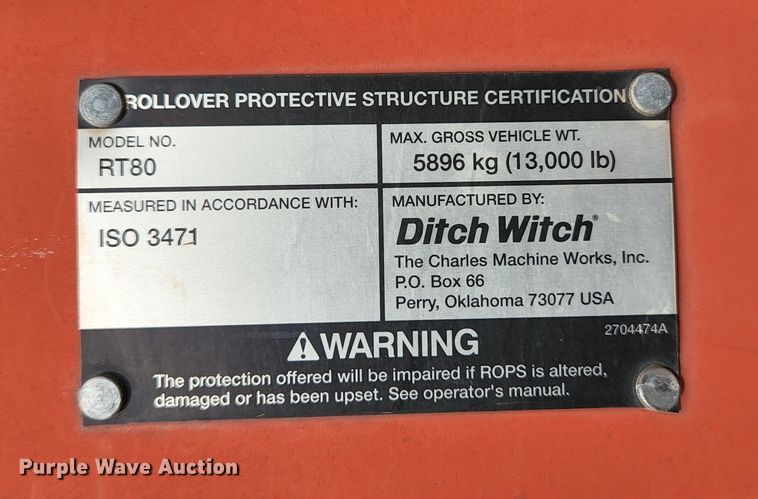 image for item KE9792 2013 Ditch Witch RT80  trencher