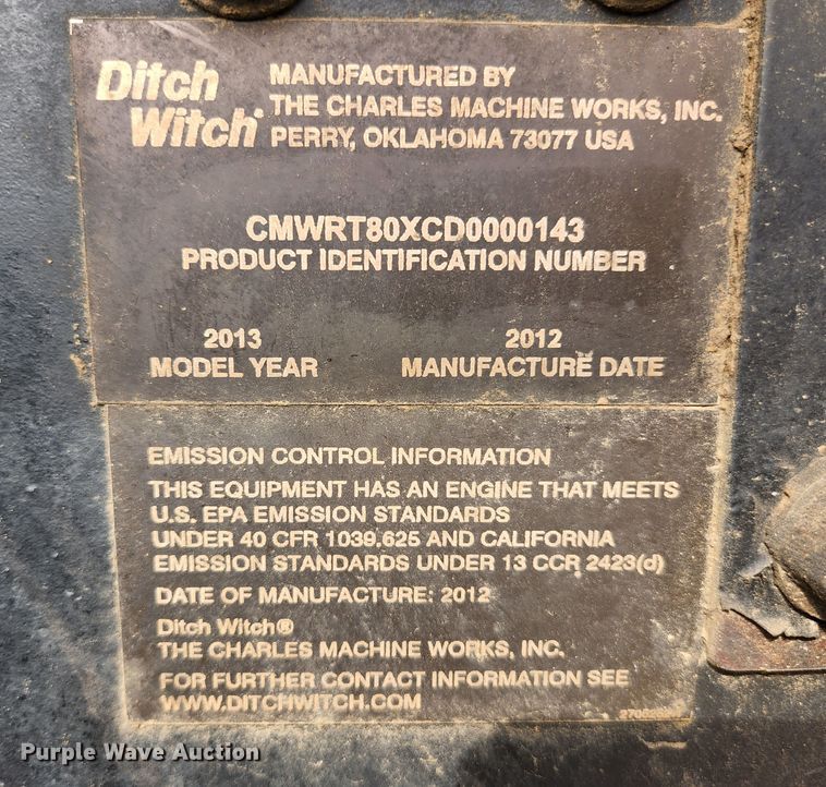 image for item KE9792 2013 Ditch Witch RT80  trencher