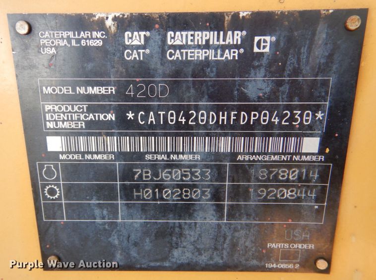 image for item KP9177 2002 Caterpillar 420D  backhoe