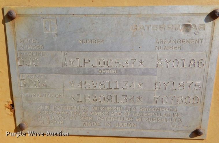 image for item KP9180 1989 Caterpillar D3C  dozer