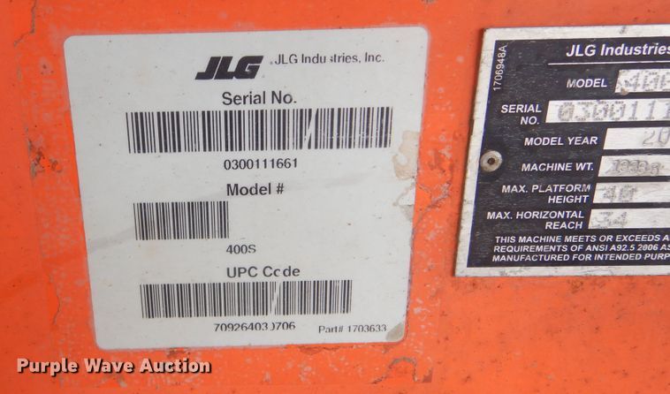 image for item KT9098 2007 JLG 400S  boom lift