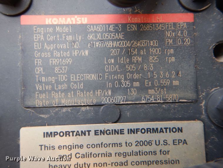 image for item LJ9964 2007 Komatsu GD655-3E0  motor grader