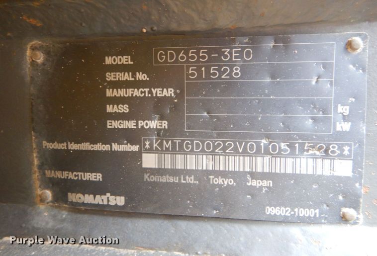 image for item LJ9964 2007 Komatsu GD655-3E0  motor grader