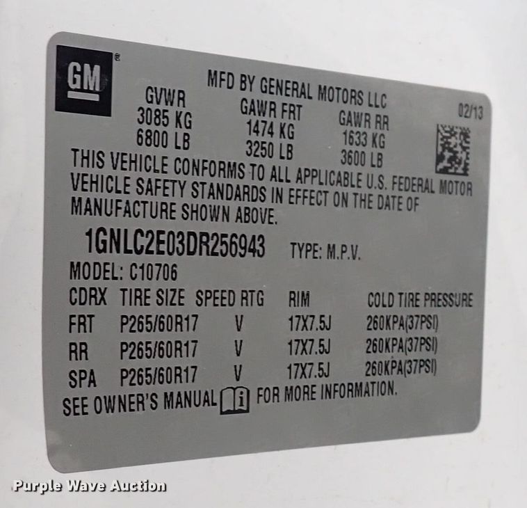 image for item DI1859 2013 Chevrolet Tahoe Police  SUV