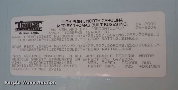 image for item DI1881 2005 Freightliner FS65  bus