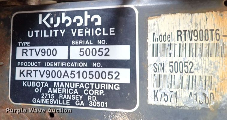image for item DI1887 2005 Kubota KTV 900  utility vehicle