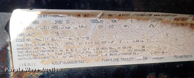 image for item DI1940 2006 H&H  utility trailer