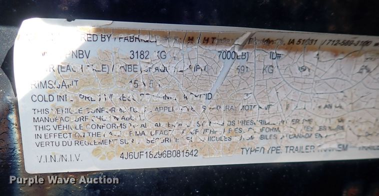 image for item DI1940 2006 H&H  utility trailer