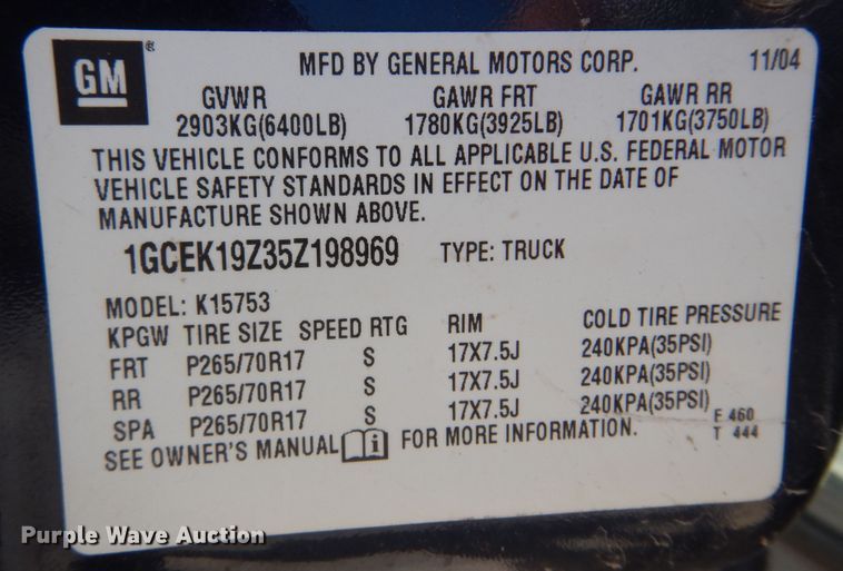 image for item DK0826 2005 Chevrolet Silverado 1500  Ext. Cab pickup truck