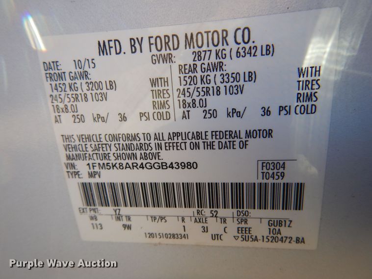 image for item DK4458 2016 Ford Explorer Police Interceptor  SUV