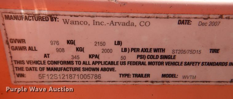 image for item DM6053 2007 Wanco  message board trailer