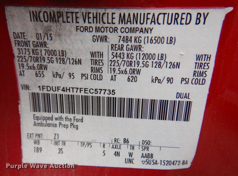 image for item DM6059 2015 Ford F450 Super Duty  ambulance