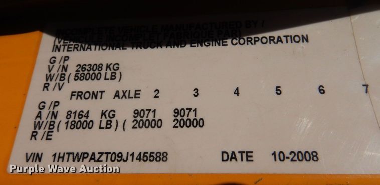 image for item DM7307 2009 International WorkStar 7500  dump truck