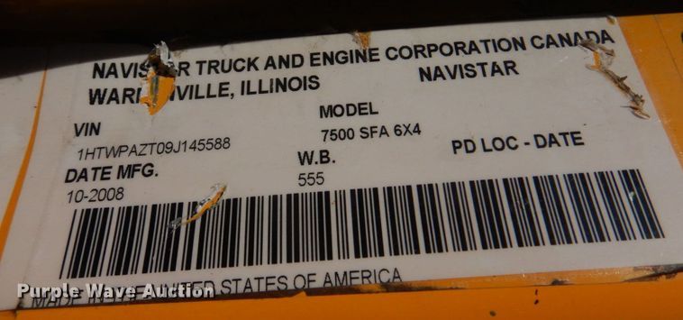 image for item DM7307 2009 International WorkStar 7500  dump truck