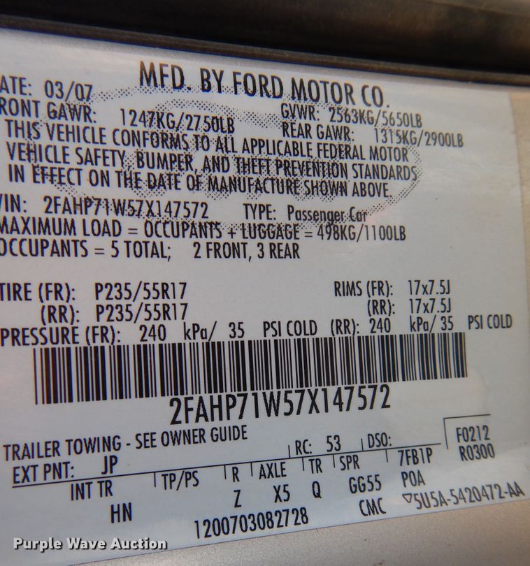 image for item DN0287 2007 Ford Crown Victoria Police Interceptor