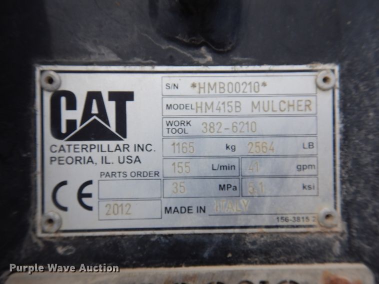 image for item DP5450 2012 Caterpillar HMB415B  skid steer mulcher