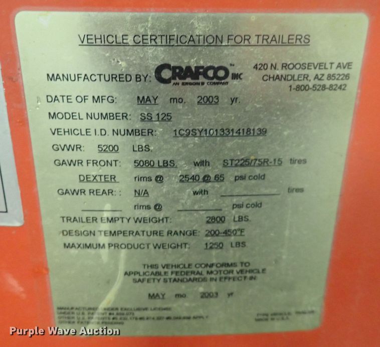 image for item DS7049 2006 Crafco SS125  melter applicator