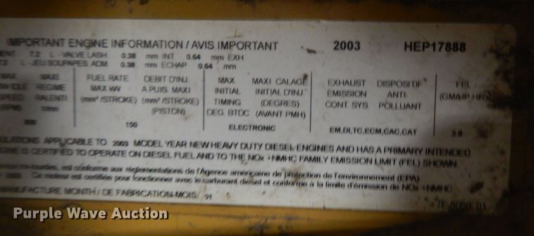 image for item DT9877 2003 Caterpillar 3126  engine