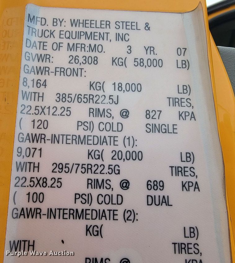 image for item JL9646 2007 International 7400  dump truck