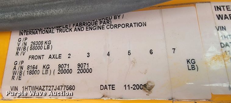 image for item JL9646 2007 International 7400  dump truck