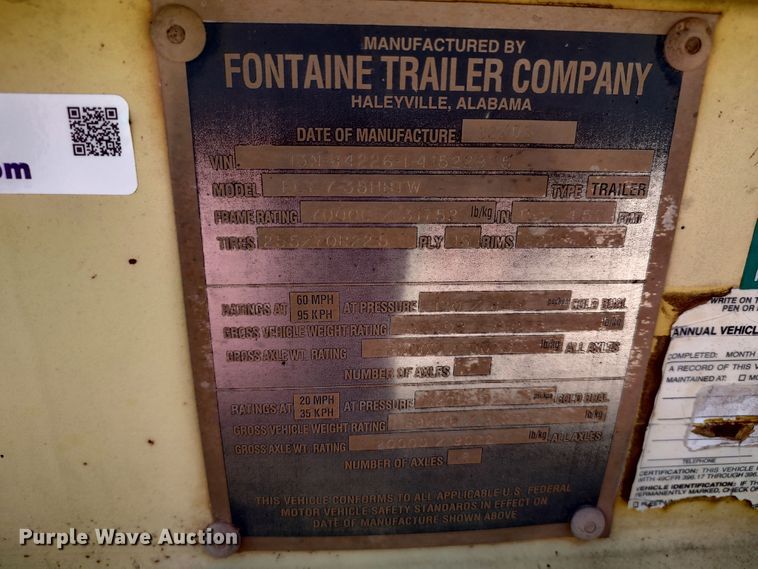 image for item JO9646 2004 Fontaine  equipment trailer