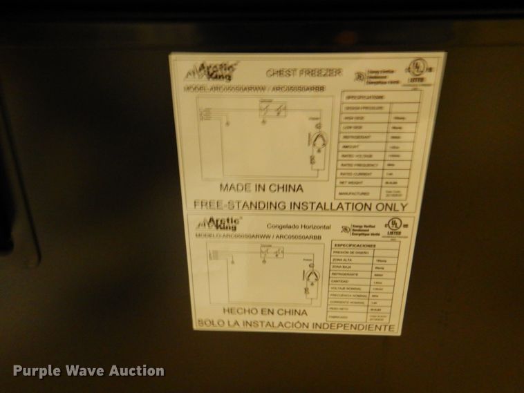 image for item KE9039 Arctic King  freezer