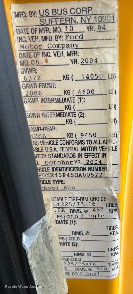 image for item KG9867 2005 Ford E450  school bus