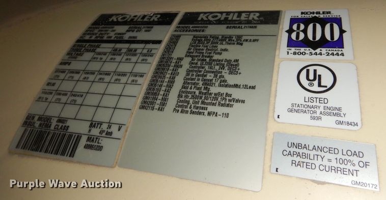 image for item KM9509 2007 Kohler 400  generator