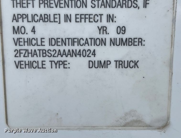 image for item MJ9585 2010 Sterling L-Line  dump truck