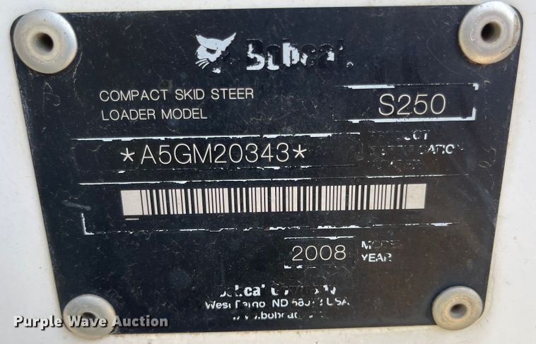 image for item MJ9618 2008 Bobcat S250  skid steer loader
