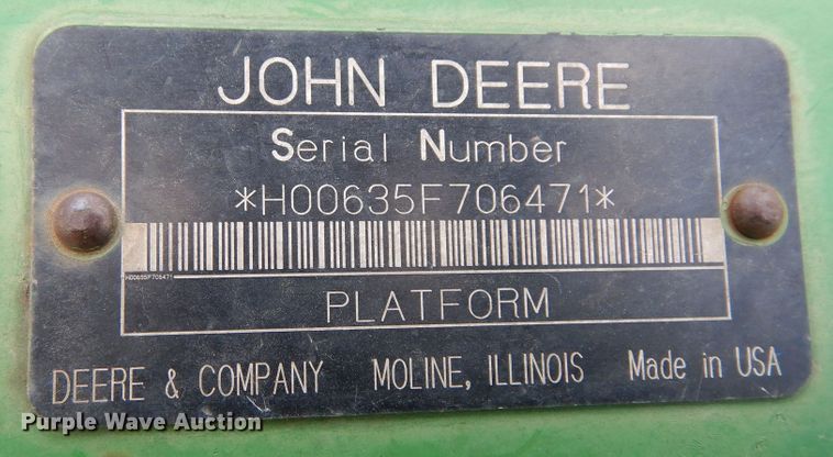 image for item DK0356 John Deere 635R  draper head