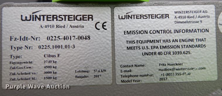 image for item JR9519 2017 Wintersteiger Cibus F  PRWD forage harvester