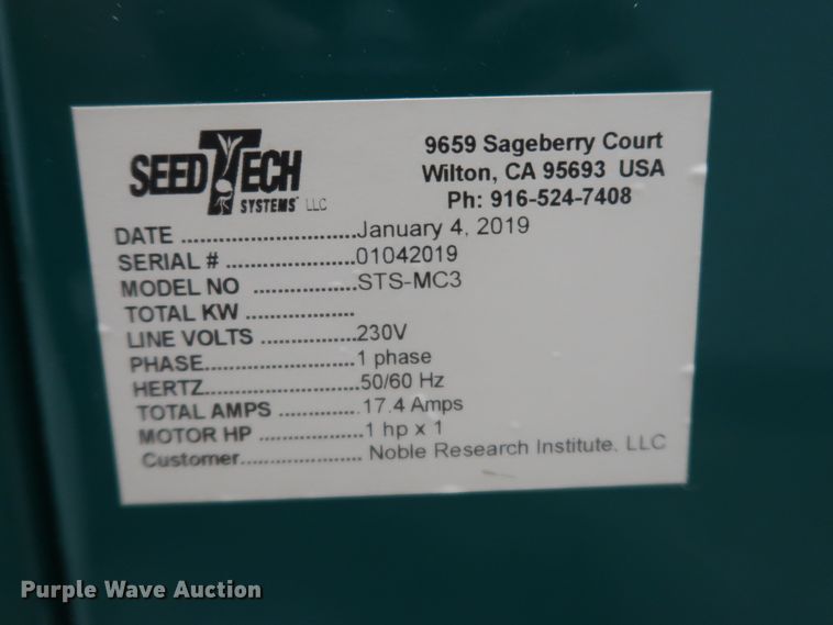 image for item JR9535 2019 SeedTech STS-MC3  cabinet seed separator