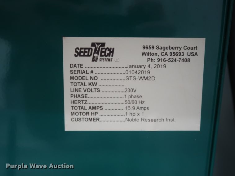 image for item JR9536 (4) 2019 SeedTech STS-WM2D vacuum seed separators