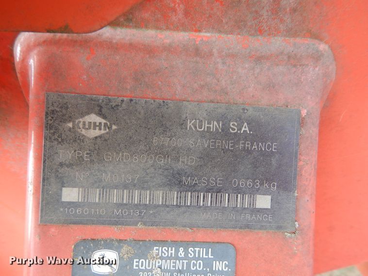 image for item JR9576 Kuhn GMD800GII HD  disc mower