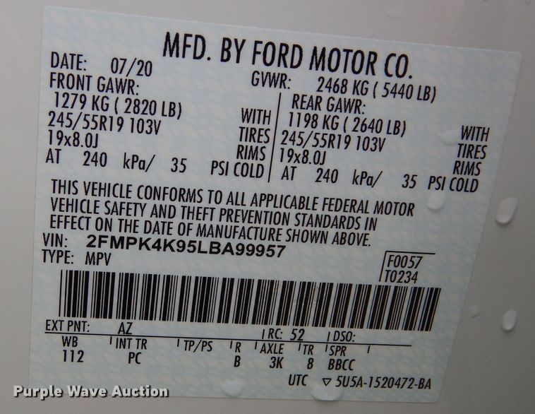 image for item KR9764 2020 Ford Edge Titanium  SUV