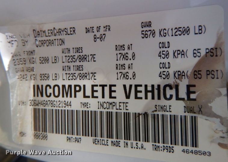 image for item KR9792 2008 Dodge Ram 3500HD  bale bed pickup truck