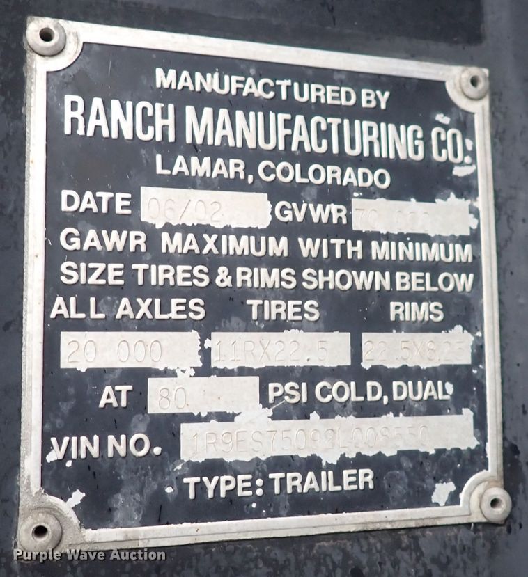 image for item DI1837 2002 Ranco  end dump trailer