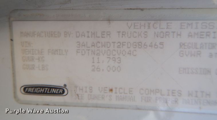 image for item DJ1312 2015 Freightliner Business class M2 box truck