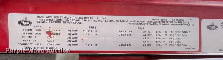 image for item DJ5083 2006 Mack CHN613  dump truck