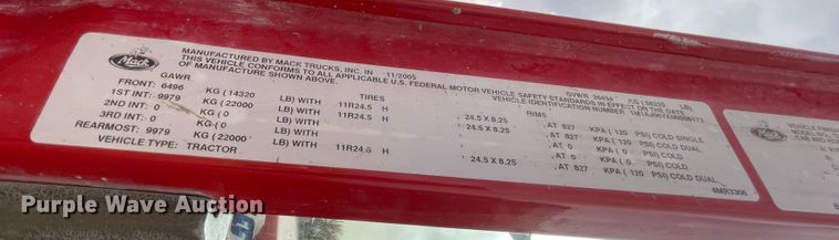 image for item DJ5085 2006 Mack CHN613  dump truck