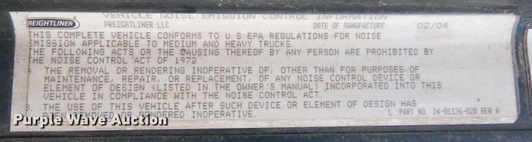 image for item DK0345 2004 Freightliner Coronado  semi truck