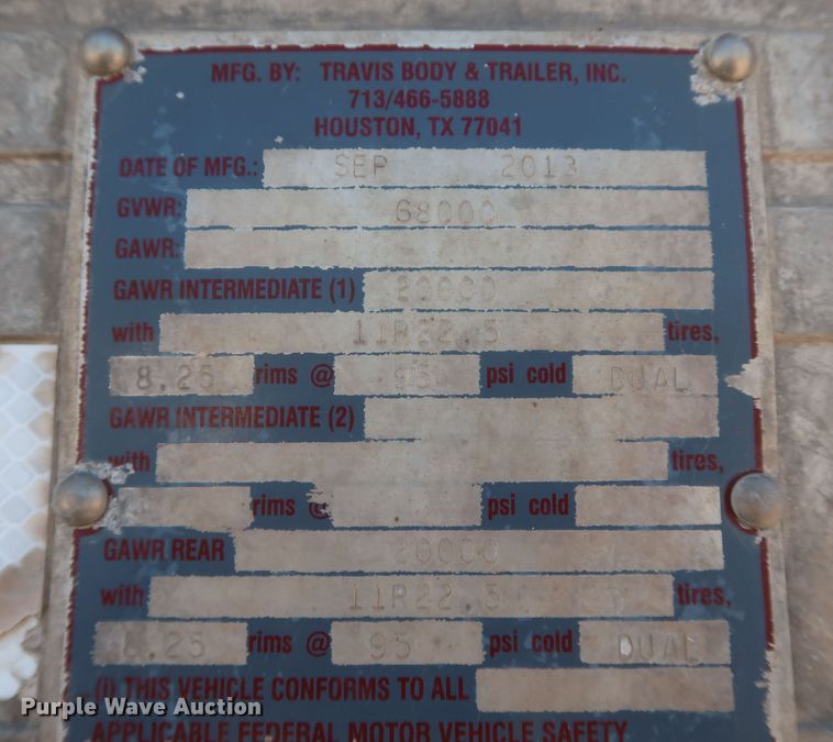 image for item DK3486 2014 Travis Body S/97  end dump trailer