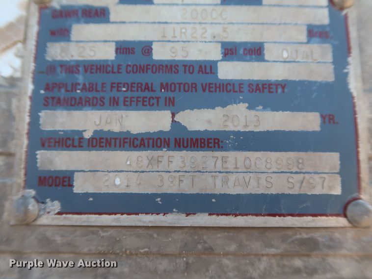 image for item DK3486 2014 Travis Body S/97  end dump trailer