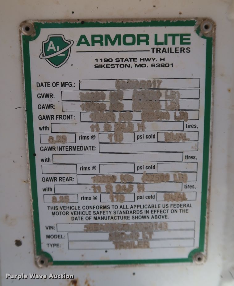 image for item DK3487 2018 Armor Lite SBD-40LT  bottom dump trailer