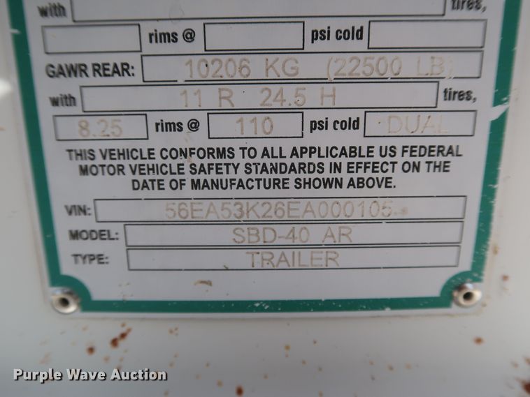 image for item DK3488 2014 Armor Lite SBD-40AR  bottom dump trailer