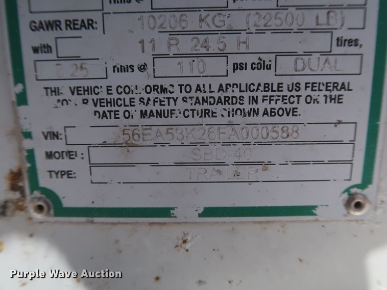 image for item DK3489 2015 Armor Lite SBD-40  bottom dump trailer