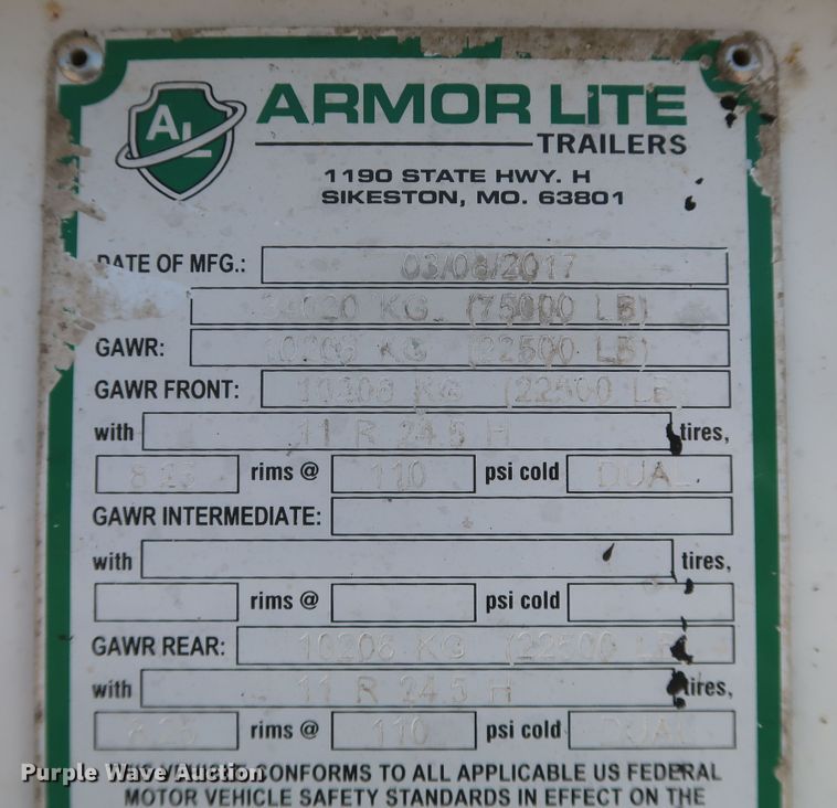 image for item DK3492 2018 Armor Lite SBD-40LT  bottom dump trailer